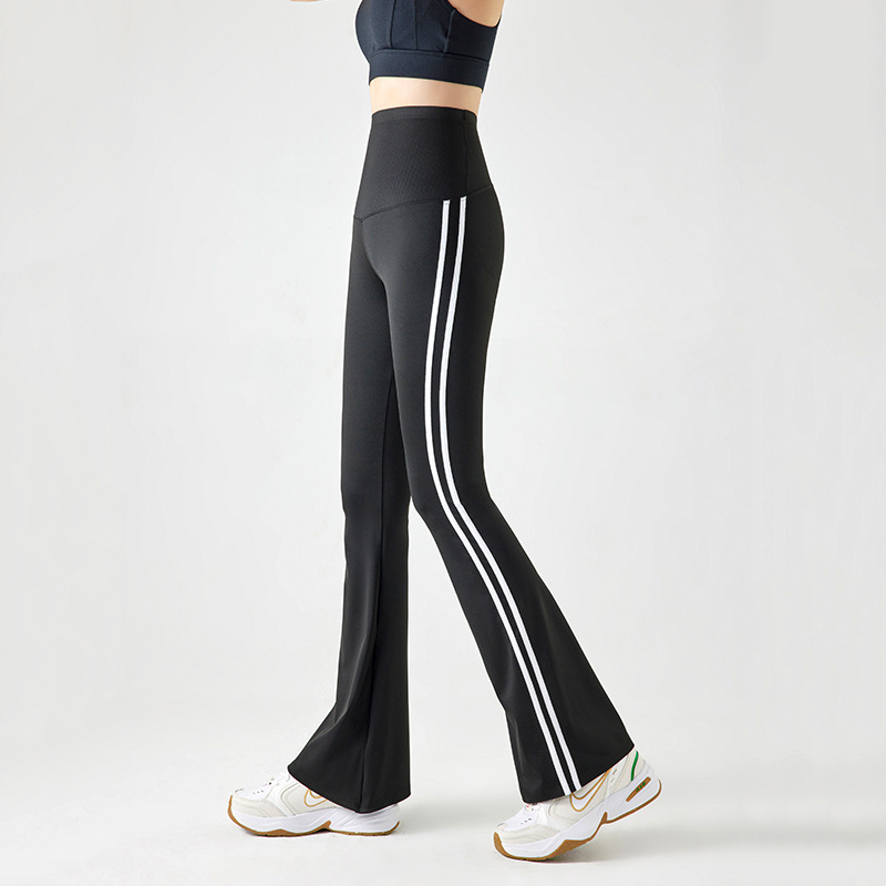 Striped Sports Micro-Flared Shark Pants, High-Waisted Belly-Controlling Barbie Pants, Versatile High-Elastic Flared Horse Hoof Pants, Wholesale in Stock Striped Sports Micro-Flared Shark Pants, High-Waisted Belly-Controlling Barbie Pants, Versatile High-Elastic Flared Horse Hoof Pants, Wholesale in Stock