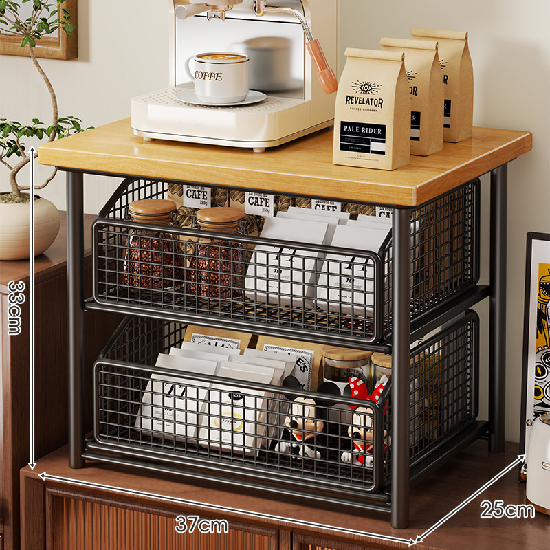 Estante de Mesa para Cafetera de Hierro, Multifuncional y Deslizable, para Cocina y Cafetería