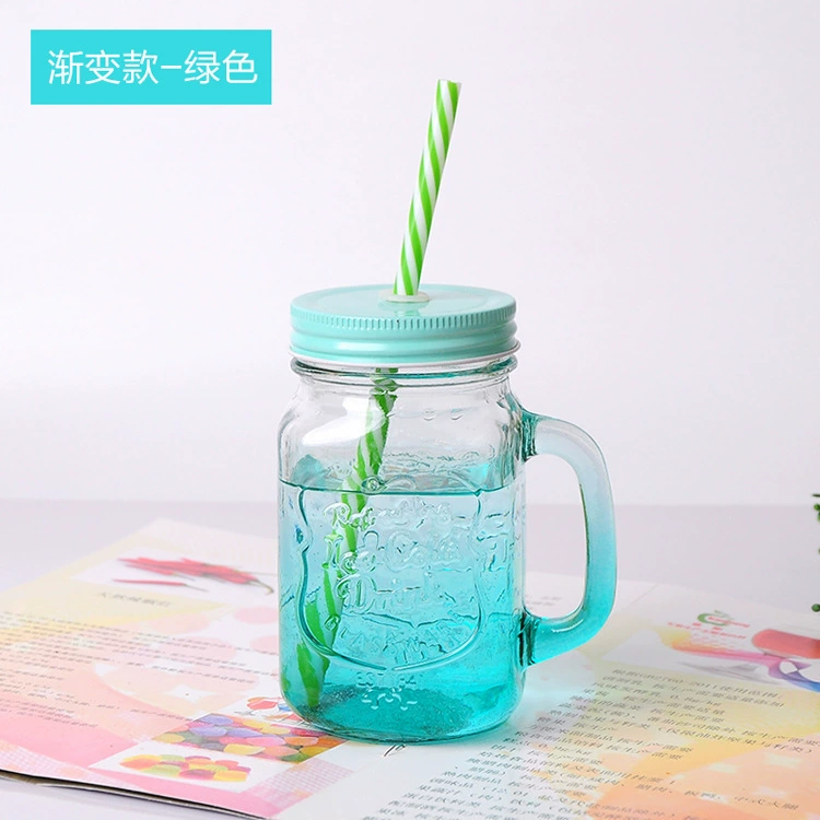 Creative fashionable straw, handle, milk tea, glass, gradient
