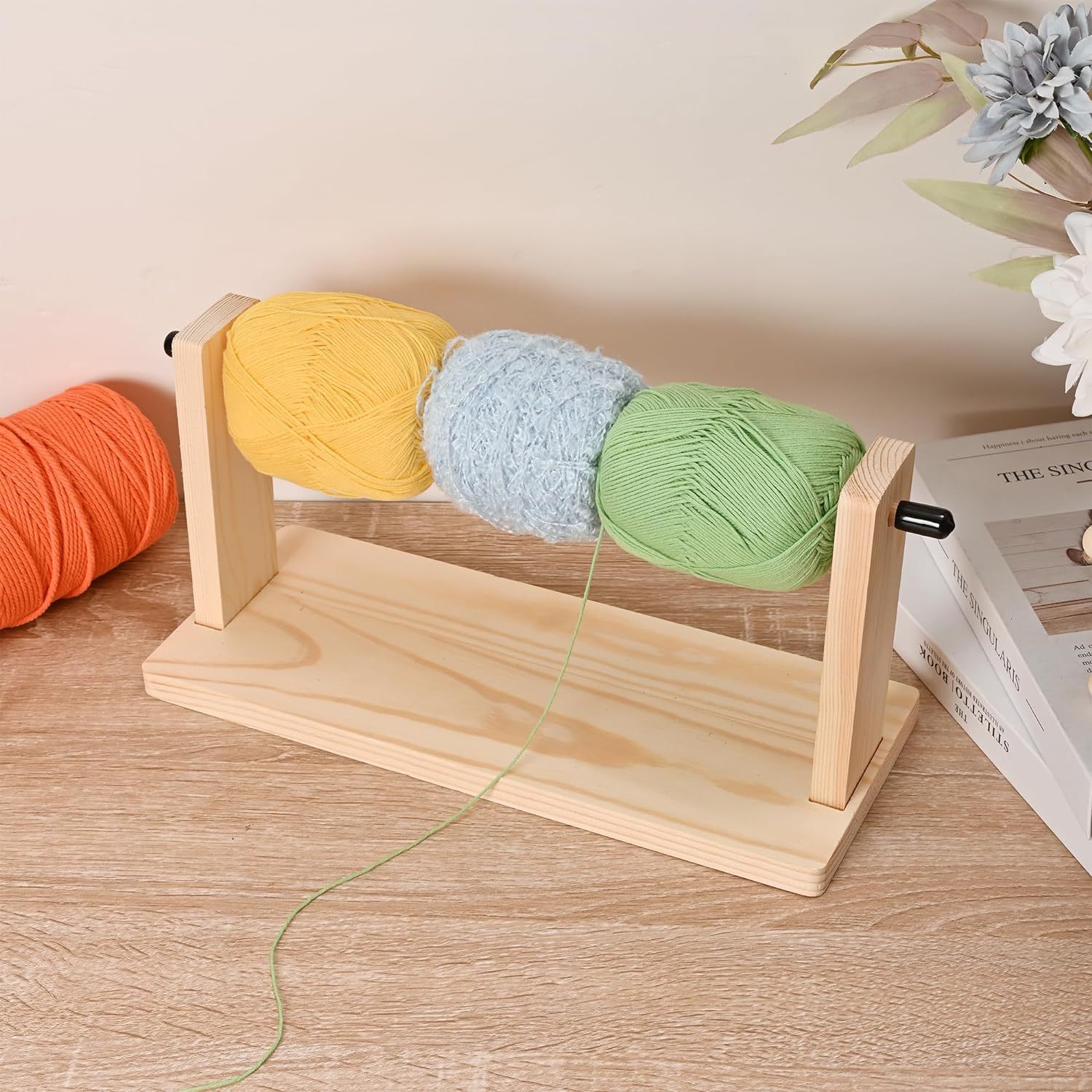 Household wooden yarn rack wool yarn winder solid wood crochet rack…