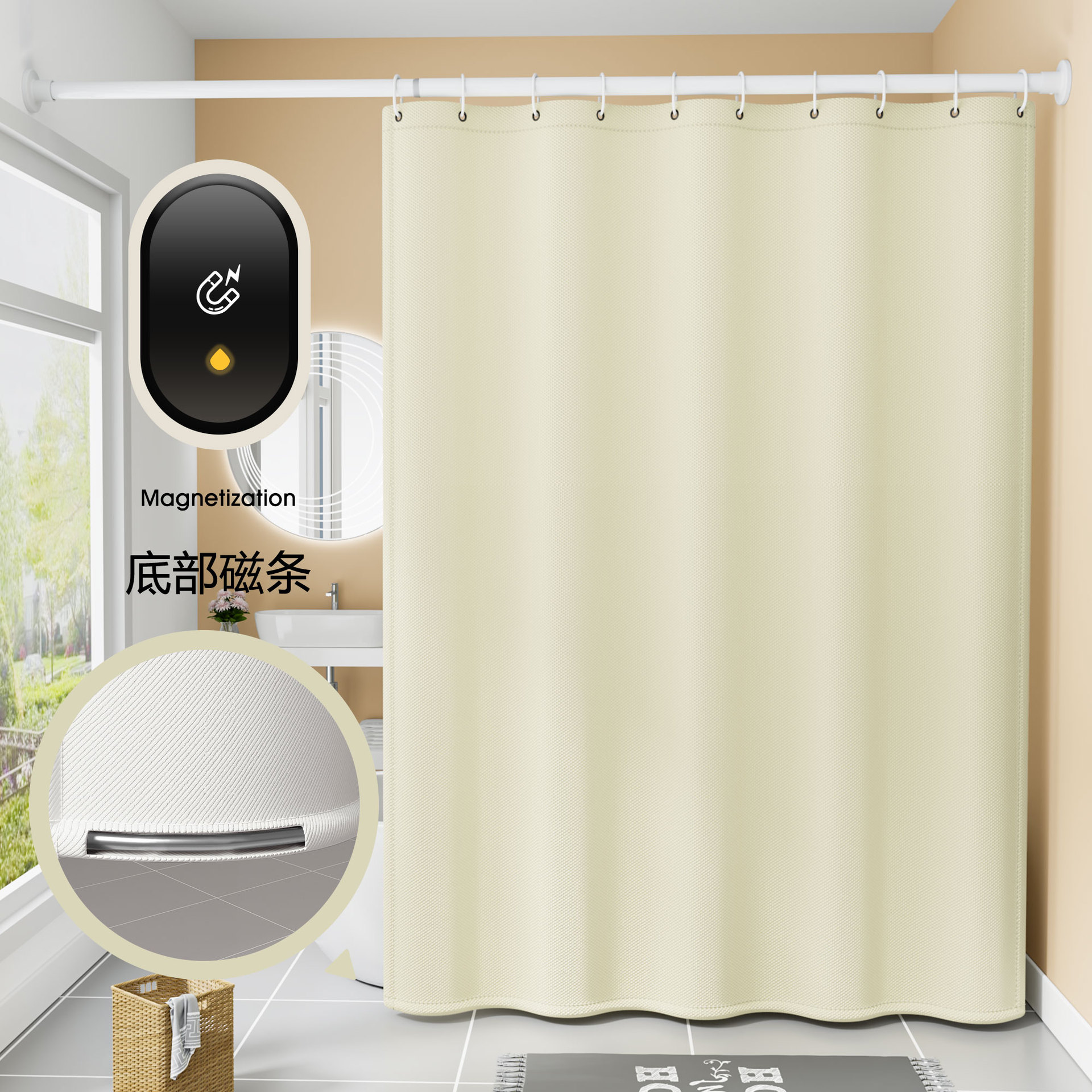 Transfronterizo de poliéster cortina de ducha de color sólido engrosada impermeable y a prueba de moho baño hotel partición cortina fabricante