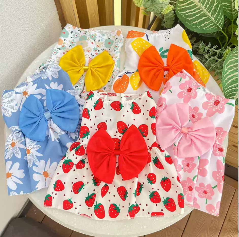 源头工厂服饰宠物裙子服装狗狗猫咪印花连衣裙卡通可爱公主裙