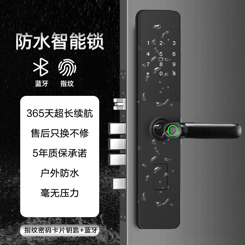Cerradura de huellas dactilares impermeable y a prueba de humedad Apartamento B & B Casa de alquiler Hotel Cerradura de pase Contraseña al aire libre Cerradura inteligente para puerta de patio