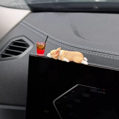 Car Cartoon Accessories Desktop – Car ornaments - ornament-corgi-ice-black-tea-free-traceless-glue