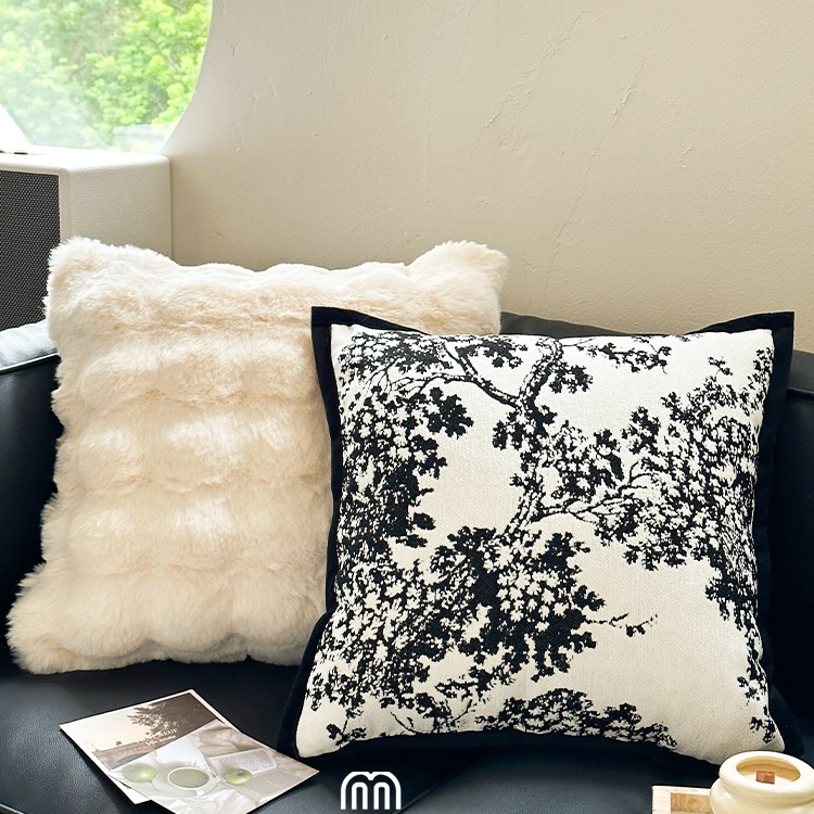 Manyuejia French Style Small Fragrance Pillow Cushion Waist Pillow Living Room Soft Plush Cushion Cushion Cover Does Not Contain Core
