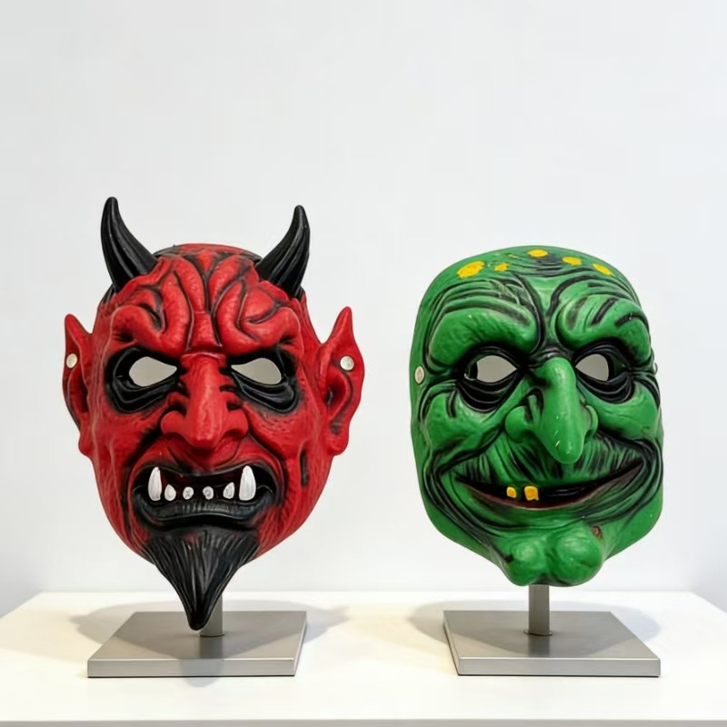 Halloween Rojo Demonio Verde Conjunto de máscaras de estilo de terror Accesorios de disfraz de fiesta Decoración de la casa embrujada