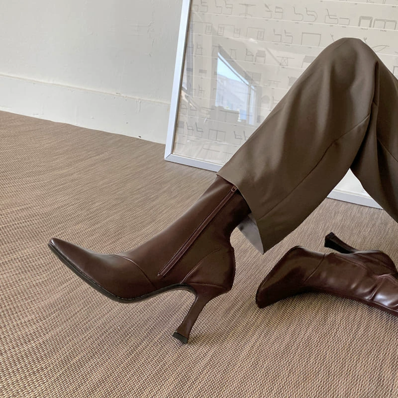 2024 Весенние Новые короткие сапоги на высоком каблуке в Корейском стиле тонкие сапоги интернет-знаменитостей с острым каблуком на шпильке OL Пригородные короткие женские сапоги до щиколотки