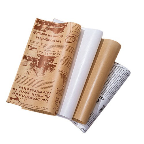 Oil-Proof Paper, Cowhide-Type Oil-Absorbing Oven Paper, Air Fryer Paper Mats with Logo Printing, Burger Wraps—Cross-Border Wholesale