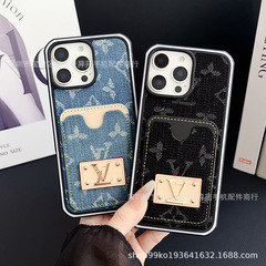 新款牛仔卡包欧美保护壳适用iPhone16Promax轻奢潮牌苹果16手机壳