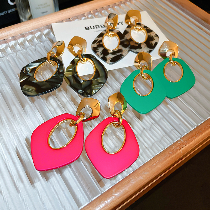 Fashion Geometric Arylic Copper Plating Drop Earrings 1 Pair