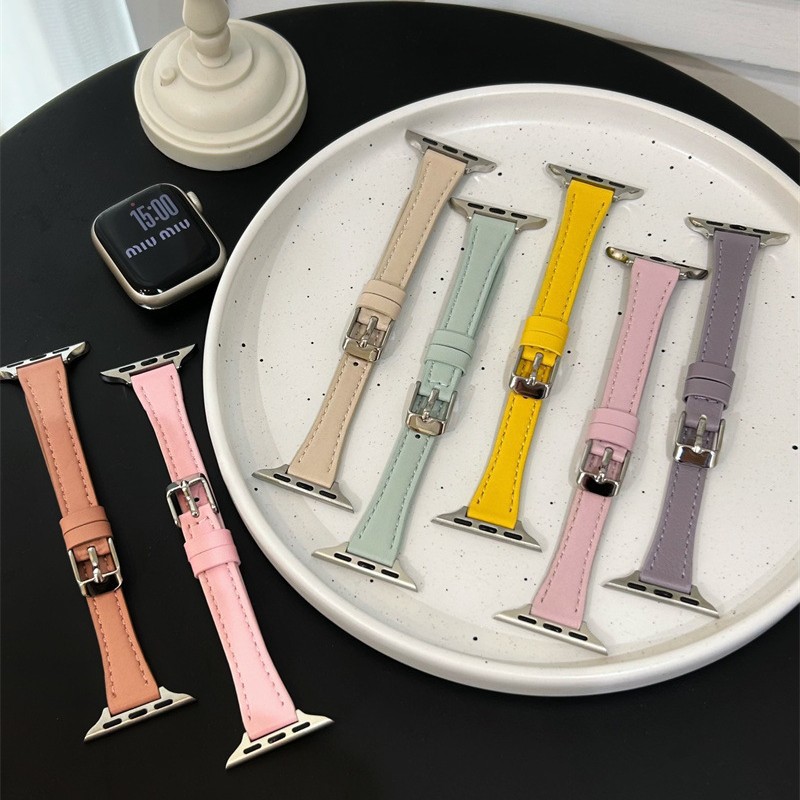 Suitable for Iwatch109876Se Small Waist Leather Women's Watch Strap Apple Samsung Huawei Xiaomi Watch Strap
