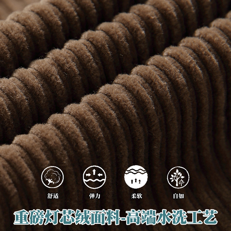 Suministro exclusivo transfronterizo | Pantalones rectos de color sólido retro americanos para hombre, pantalones deportivos de pana holgados y anchos de estilo urbano, gruesos y cálidos.