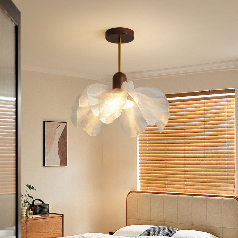 Petal French Chandelier, Medieval Wabi-Sabi Style Designer Room Lamps, New Chinese Style Retro Song Style Aesthetic Bedroom Lamps