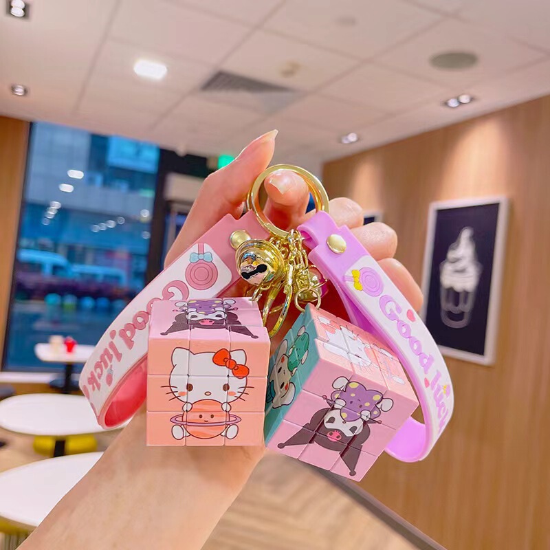 Cartoon Sanrio Rubik's Cube Keychain Kuromi Cinnamoroll Doll Bag Pendant Promotional Gift Cute Accessories