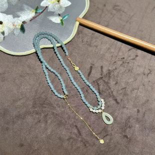 Jin Yutang Xinjiang Hetian Jade 18k Phoenix Tail➕Blue water jade chain with authoritative identification certificate straight hair