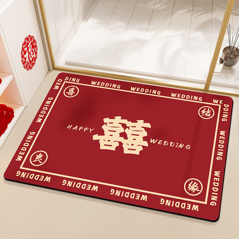 Baño de barro de diatomeas alfombra de suelo de absorción de agua Año Nuevo Festival de Primavera inodoro puerta inodoro antideslizante alfombra de boda alfombra festiva