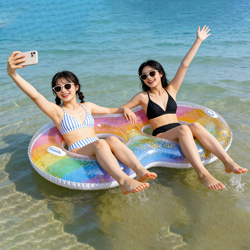 Rainbow swimming ring for beginners