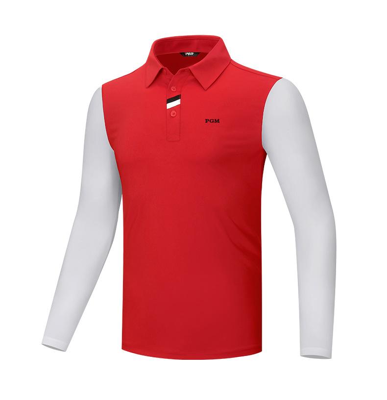 Áo thun golf nam dài tay cổ tròn vải thể thao co giãn — YF414-màu đỏ, YF414-màu xanh hải quân, YF414-màu trắng, YF414-màu xanh nhạt chi tiết 22