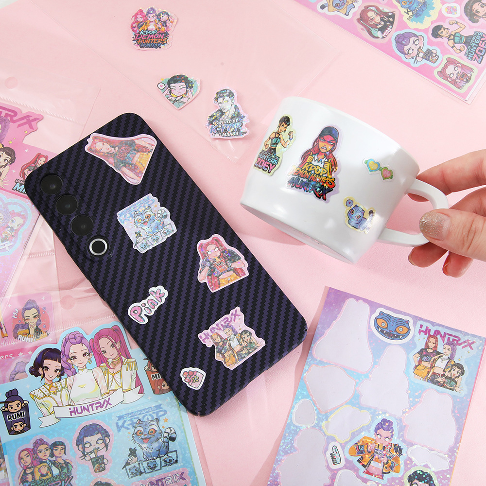 Cazadora de brujas pegatinas de tarjetas de alto valor de cara pegatinas de cuentas láser pegatinas de dibujos animados pegatinas de delfines de agua pegatinas de decoración DIY para niños