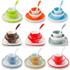 密胺火锅店摆台餐具四件套仿瓷塑料酒店餐厅饭店碗碟勺杯套装商用