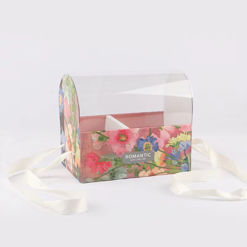 Día de San Valentín 520 rojo portátil flor pastel caja regalo mano regalo vacaciones pastel caja de flores transparente