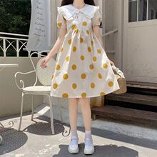 胖女孩宽松大码公主裙子夏装15岁初中生学院风可爱连衣裙12中大童