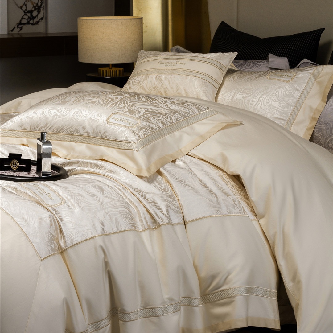 Light Luxury Marble Jacquard Super Soft Bedding Bedding High-grade Pure Cotton Long-staple Cotton Four-piece Set Falman