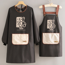 时尚防水长袖围裙logo印字餐饮专用罩衣家用厨房防油工作绠追