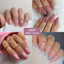外贸款小清新花花爆闪波纹线条美甲片高级感气质穿戴甲假指甲贴片