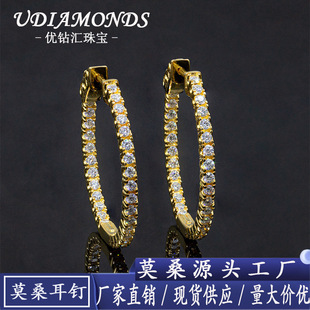 INS hot new S925 silver moissanite earring round earring fashion European and American personality earring jewelry