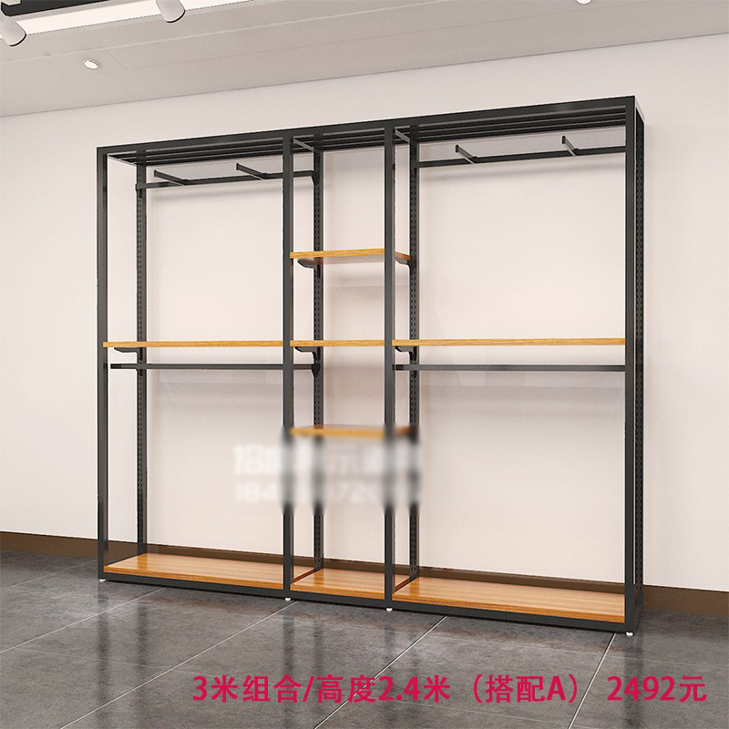 Tienda de ropa de alta gama soporte de exhibición estante de los hombres vitrina de piso negocio casual hombres tienda de ropa colgando estante