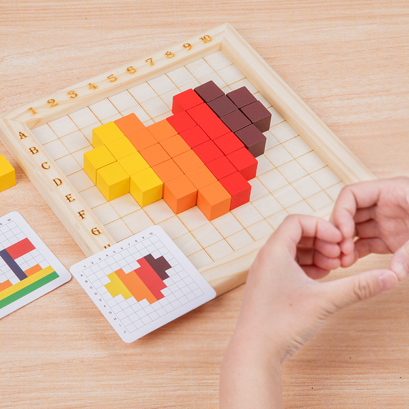 Niños de madera de color cubo de conteo de bloques de construcción de color cognitivo ordenar puzzles apilados juguetes de educación temprana para niños