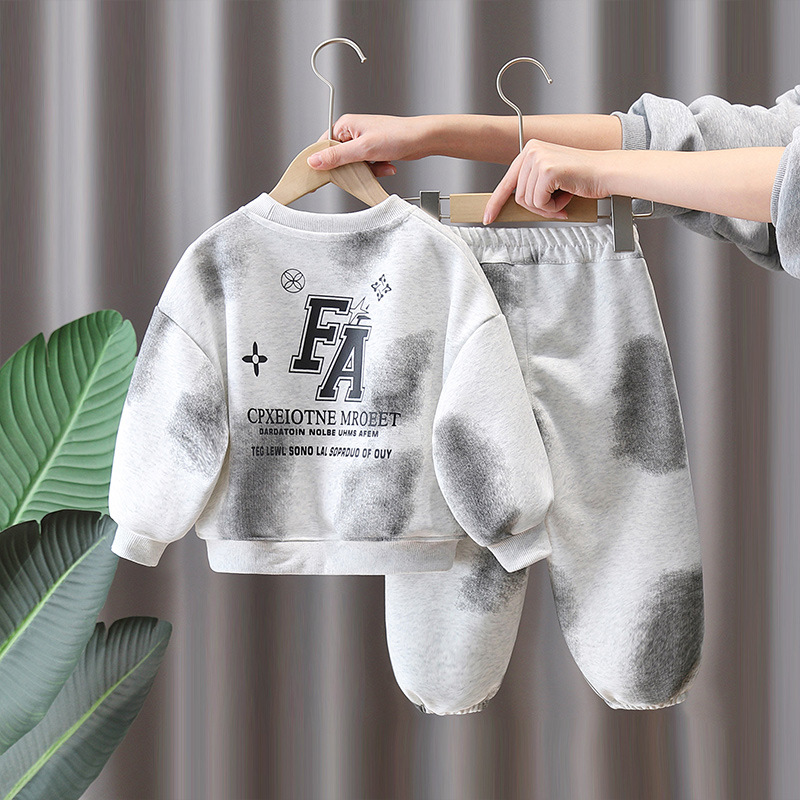 7108 traje de primavera para niños 2025 nuevo suéter para niños, traje deportivo de dos piezas, ropa de bebé hermosa de primavera