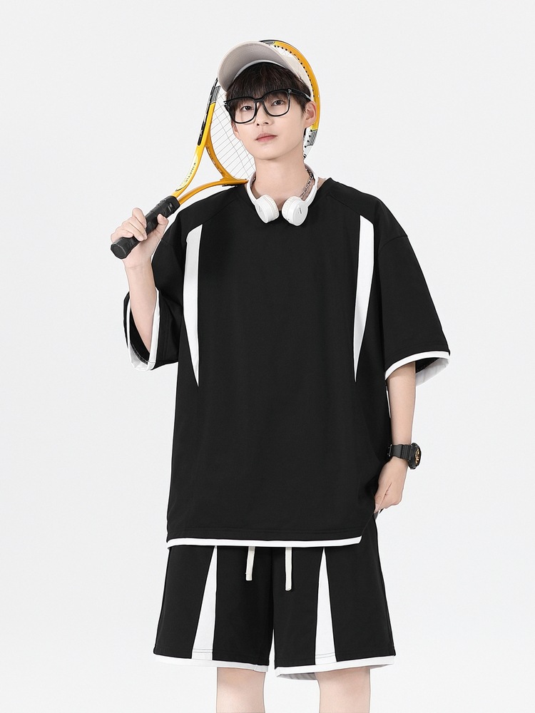 Fábrica directa puede personalizar logotipo impresión juvenil verano nuevo hombre suelto pantalones cortos de mangas cortas juego deportivo