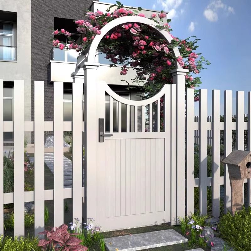 Aluminum Alloy Courtyard Door Villa Door Arch Wrought Iron Yard Door Stainless Steel Single Door Garden Double Door