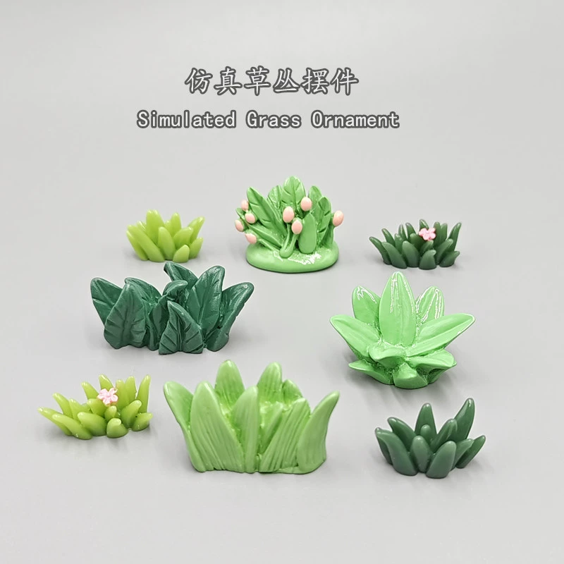 Искусственная трава и цветы из смолы, оптом, для творчества, кремовый клей, маленькая трава, зеленая трава, лесная сцена, аксессуары из смолы
