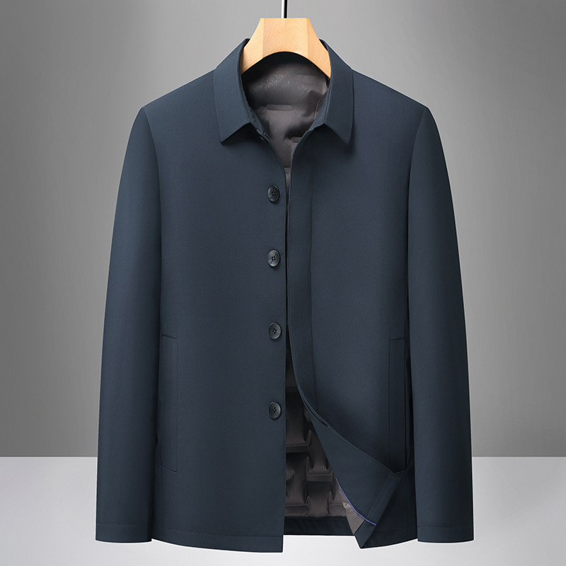 Winter Business Casual Men's down Jacket Middle-Aged and Elderly Duck down Dad Jacket Men's Lapel Warm and Cold-Resistant down Jacket