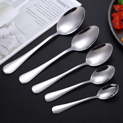 304 stainless steel spoon adult soup spoon short handle rice spoon dessert spoon round head main meal spoon tableware wholesale