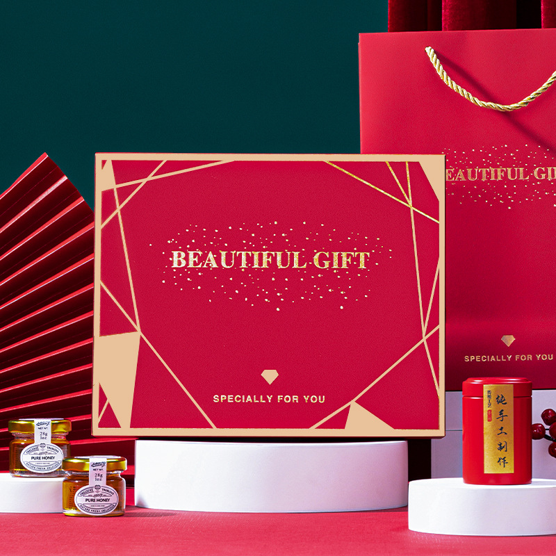 Red Handover Gift Box with Sky-and-Earth Lid, Gold Foiled Gift Box, Candy, Scarf, Gift Packaging Box Manufacturer