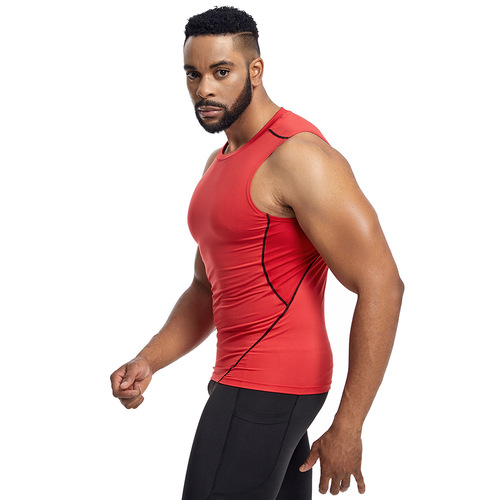 Cross-border sports vest for men, high elasticity breathable white tight-fitting garment, sweat-proof basketball running fitness quick-drying vest
