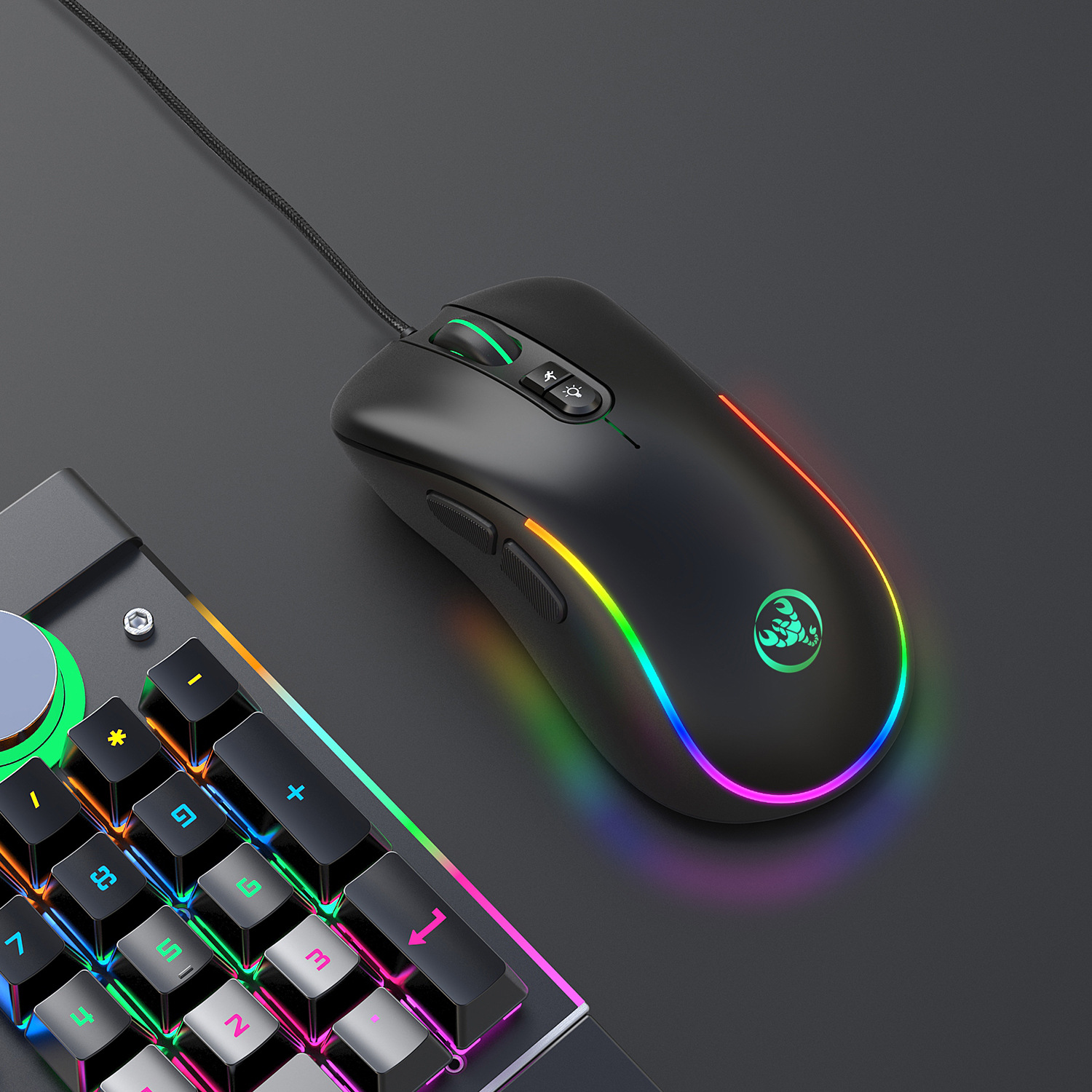 2022新款7D鍵遊戲鼠標可宏編程RGB發光電競有線鼠標gaming Mouse