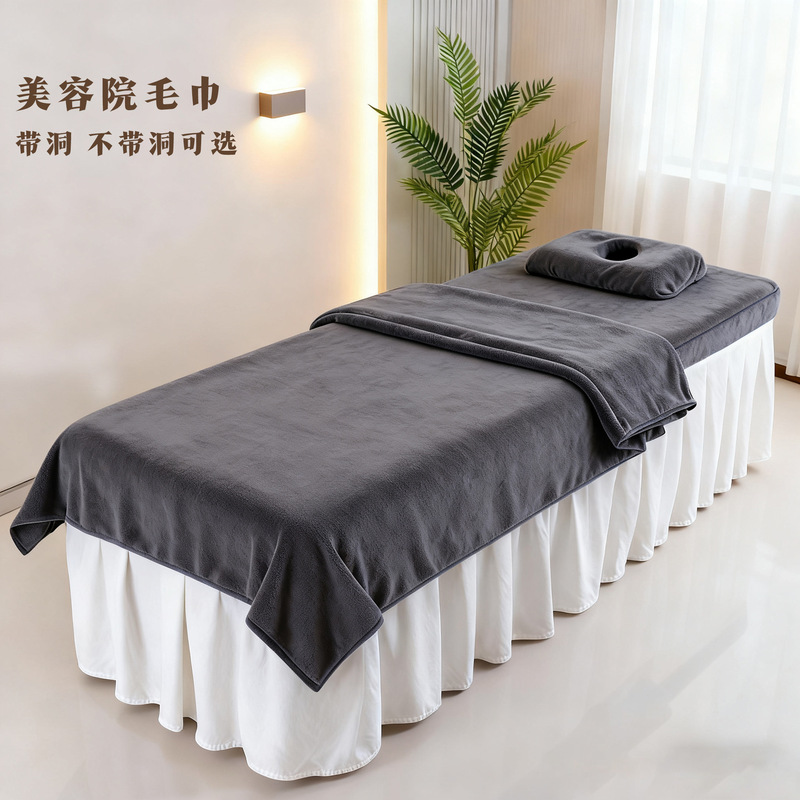 Beauty Salon 80*180 Massage Towel with Hole, Thick Absorbent Bed Towel for Massage Therapy, Customizable with Logo