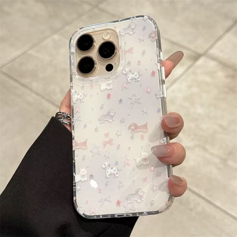 Nicho ins púrpura difuminado estrella salchicha perro para iPhone 15/14 funda para teléfono móvil Apple 16ProMax hembra