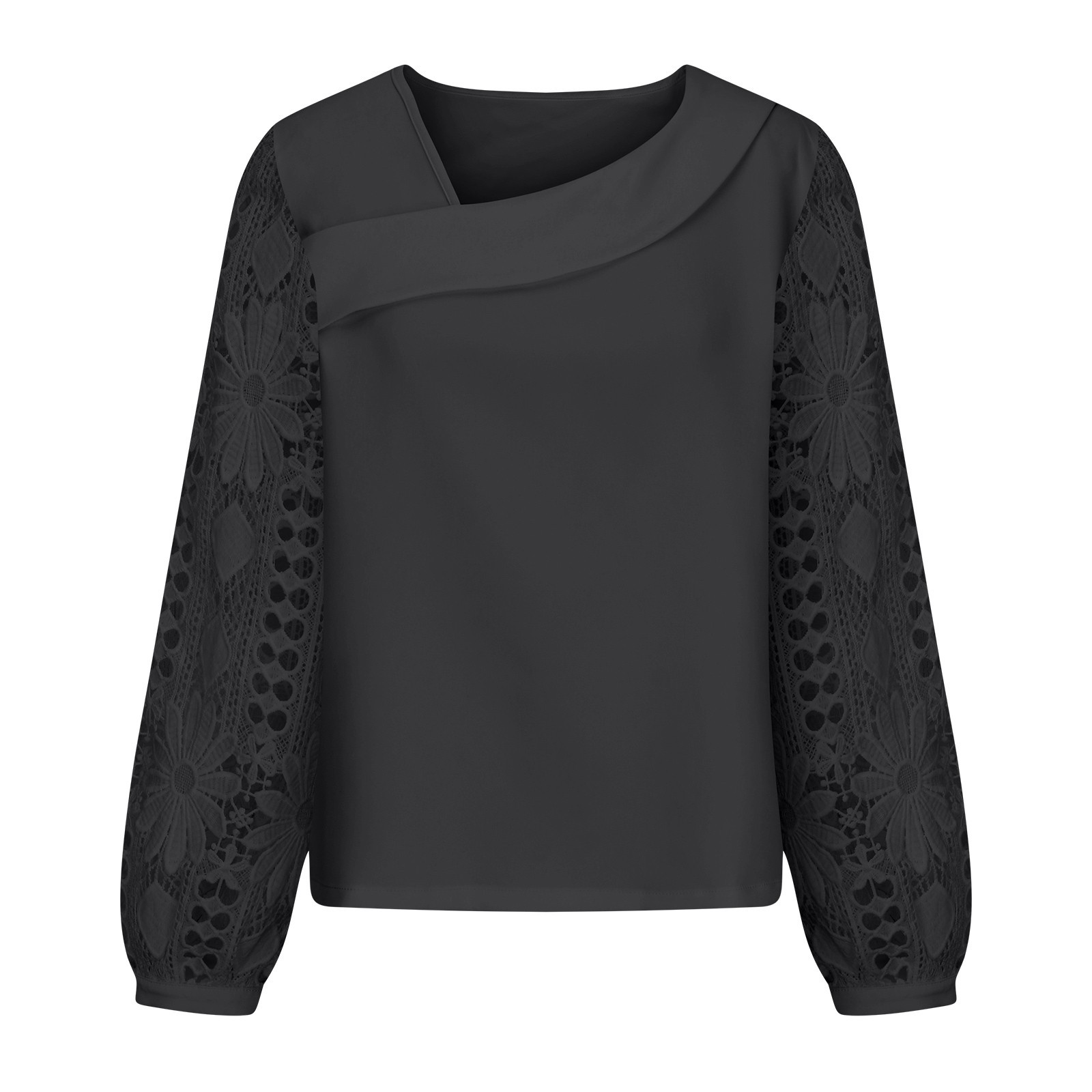 Women's Clothing 2024 spring and autumn fashion elegant new lace splicing knitted sweater all match tops_voghion.com