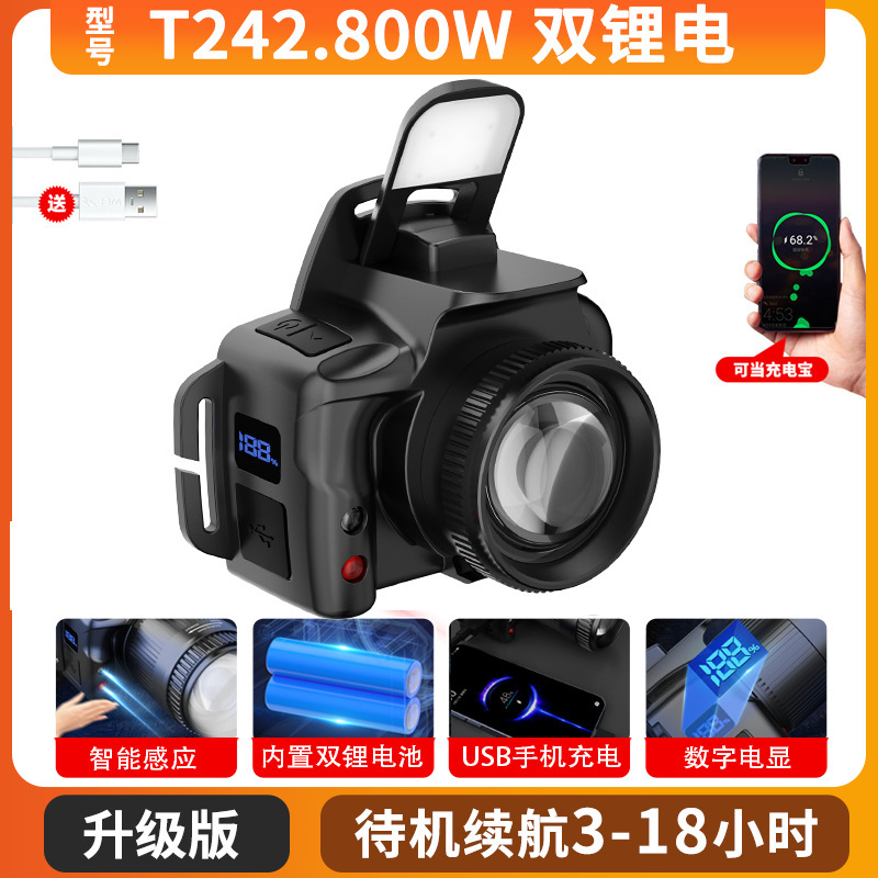 Nueva cámara de luz alta iluminación de luz inductiva del usuario de iluminación remota del hogar iluminación de cabeza pesca de noche pesca de noche