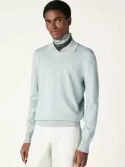 Lp Version of Old Money Style Men's Autumn and Winter New Business Lapel Wool Blended Knitted Polo Men's Long-Sleeved Sweater