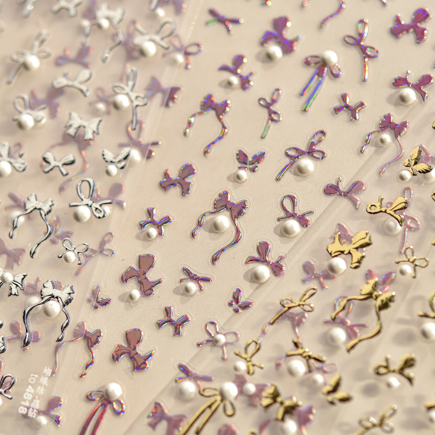 10g Weight Nail Decals  Classification of Nail Art Accessories Nail Patches Nail Supplies PET Material Cartoon, Bow Knot Pattern Sweet, Simple Style Style Sweet Simple Style Cartoon Bow Knot PET Nail Patches 5