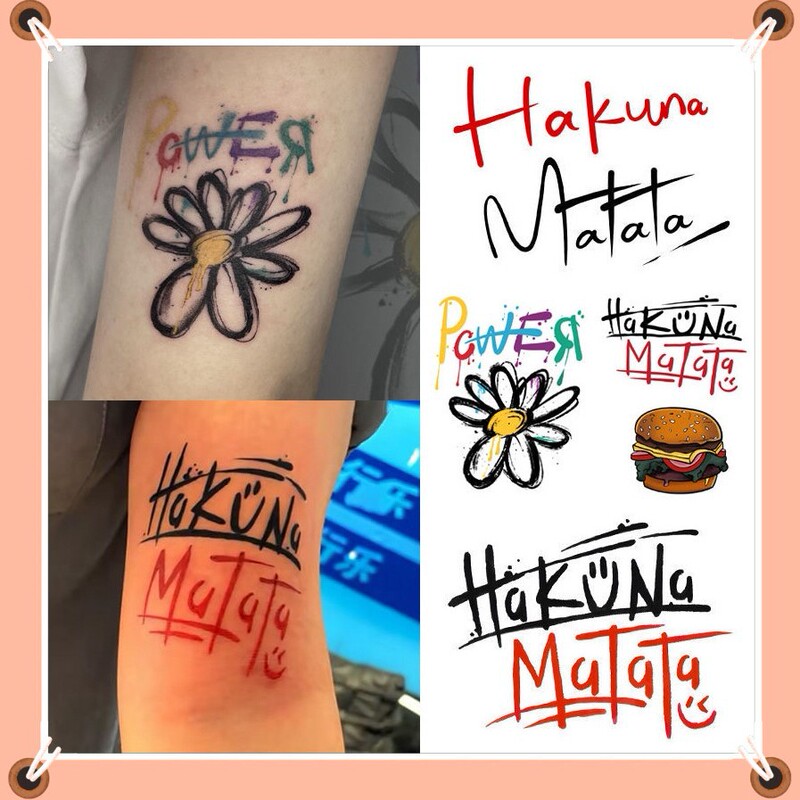New HakunaMatata Graffiti Daisy Quan Zhilong High Inspirational English Waterproof Ins Style Tattoo Sticker