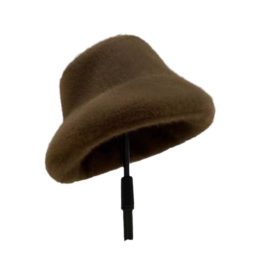 Sombrero de lana para mujeres otoño invierno frío blanco sombrero caliente sombrero noreste sombrero de cuenca sombrero protector de orejas mostrando cara pequeño sombrero de pescador peluche
