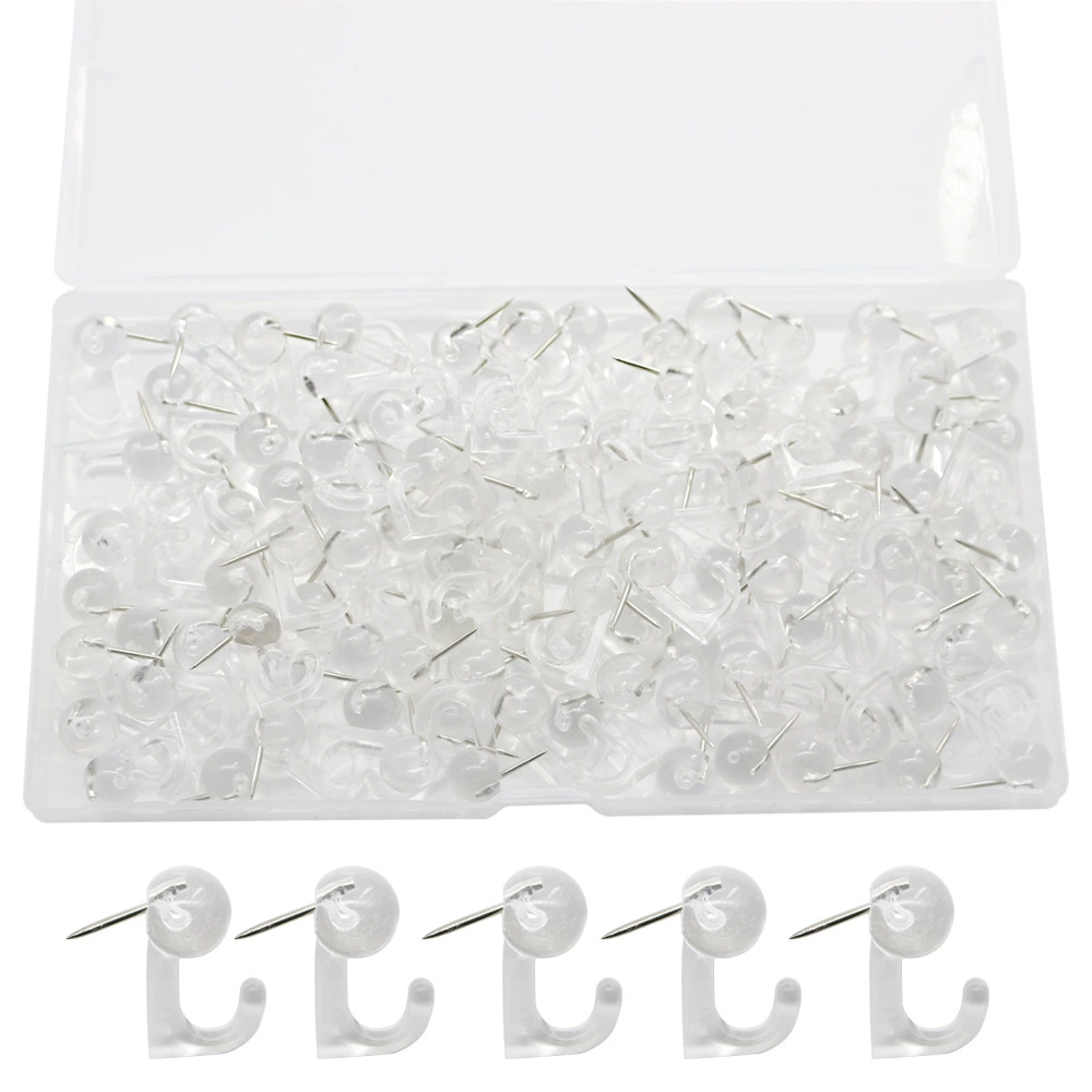 100 прозрачный белый черный крючок гвоздь пластиковый в коробке пробковая доска культура ногтей стена пресс гвоздь большой палец крючок гвоздь